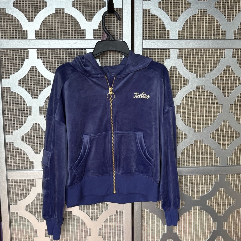 NWT Justice Purple Velvet Zip-Up Hoodie